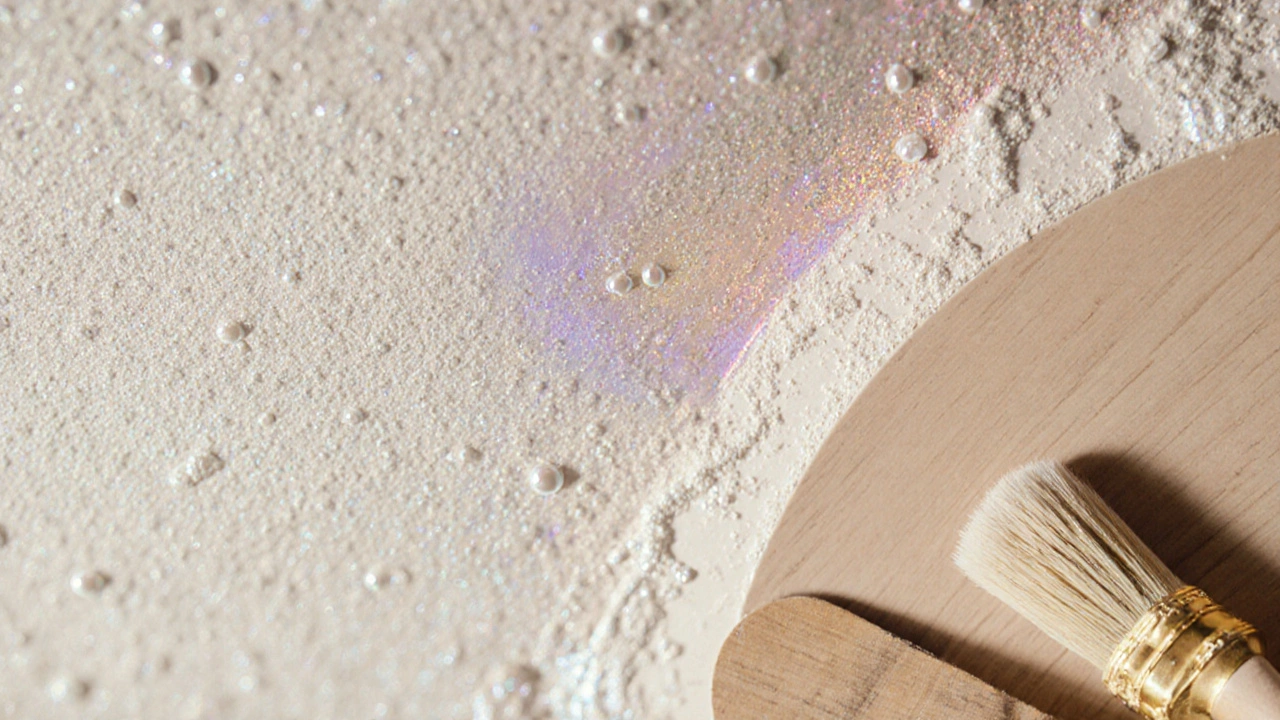 Jemný perlový lesk na rohu stropu s jemným odstínem světla.