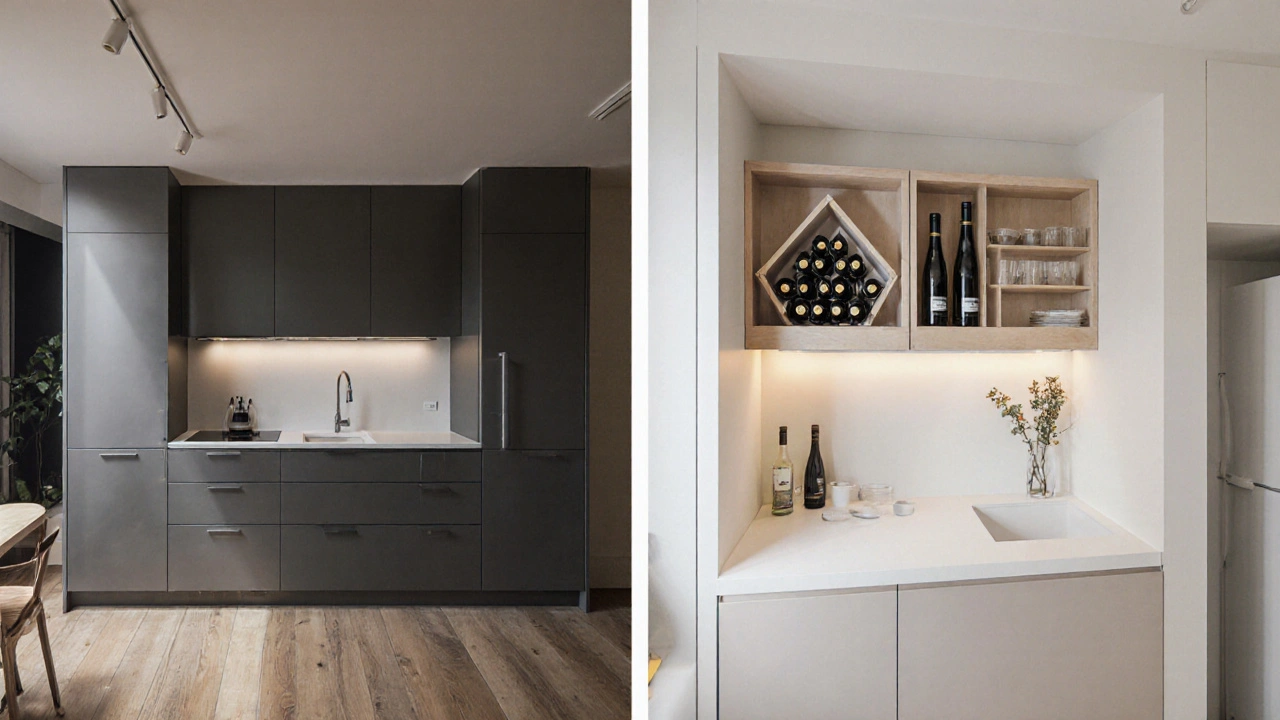 Porovnání standardní kuchyně IKEA a výroby na míru s chytrými funkcemi a ergonomickým uspořádáním.