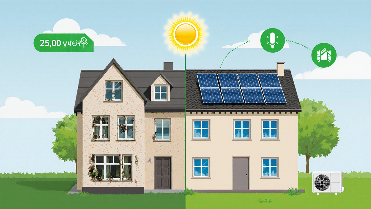 Před a po rekonstrukci bytu s energetickými vylepšeními a státní dotací.