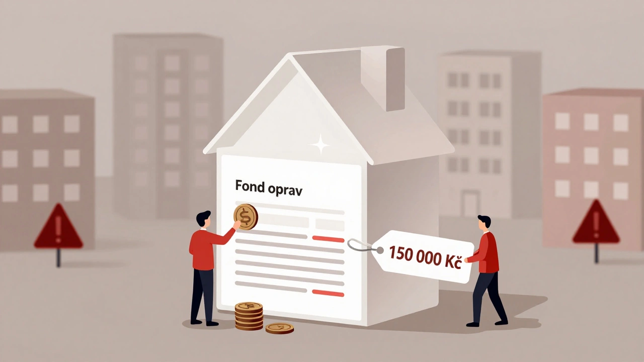 Průhledný dům s finančními toky: prázdný fond oprav a velký dluh.