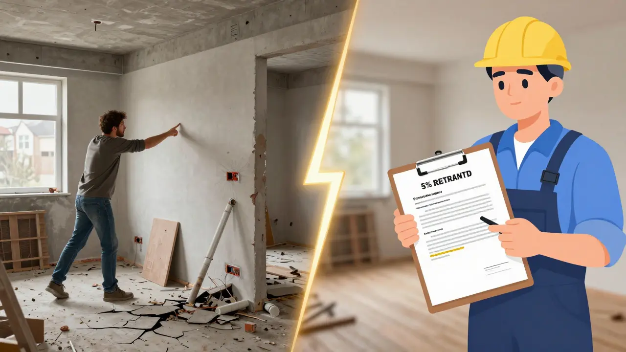 Kontrast mezi neúspěšnou a úspěšnou rekonstrukcí s důrazem na důležitost smlouvy.