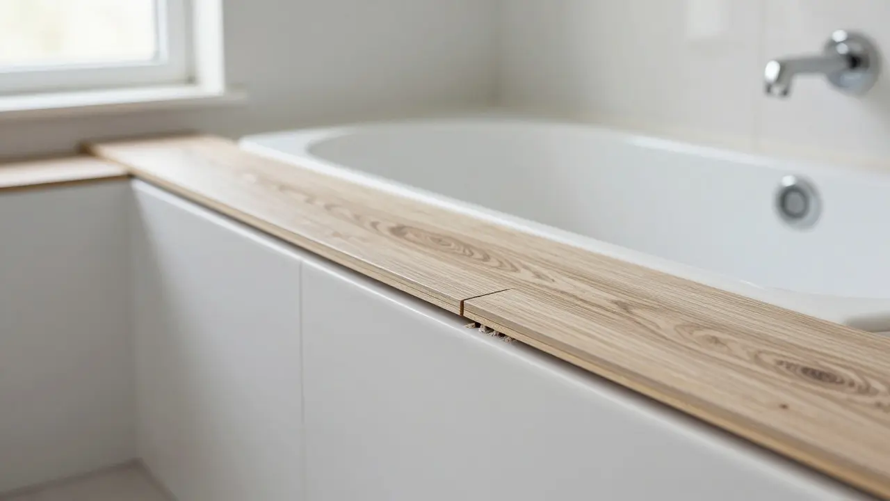 Instalace plovoucí podlahy s nutnou dilatační mezerou u vany.