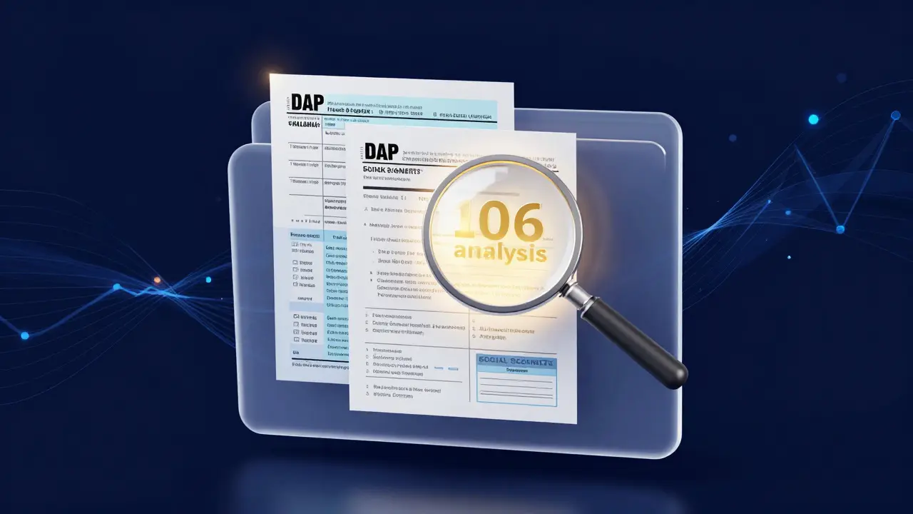 Konceptuální zobrazení analýzy daňových přiznání a bankovních výpisů.