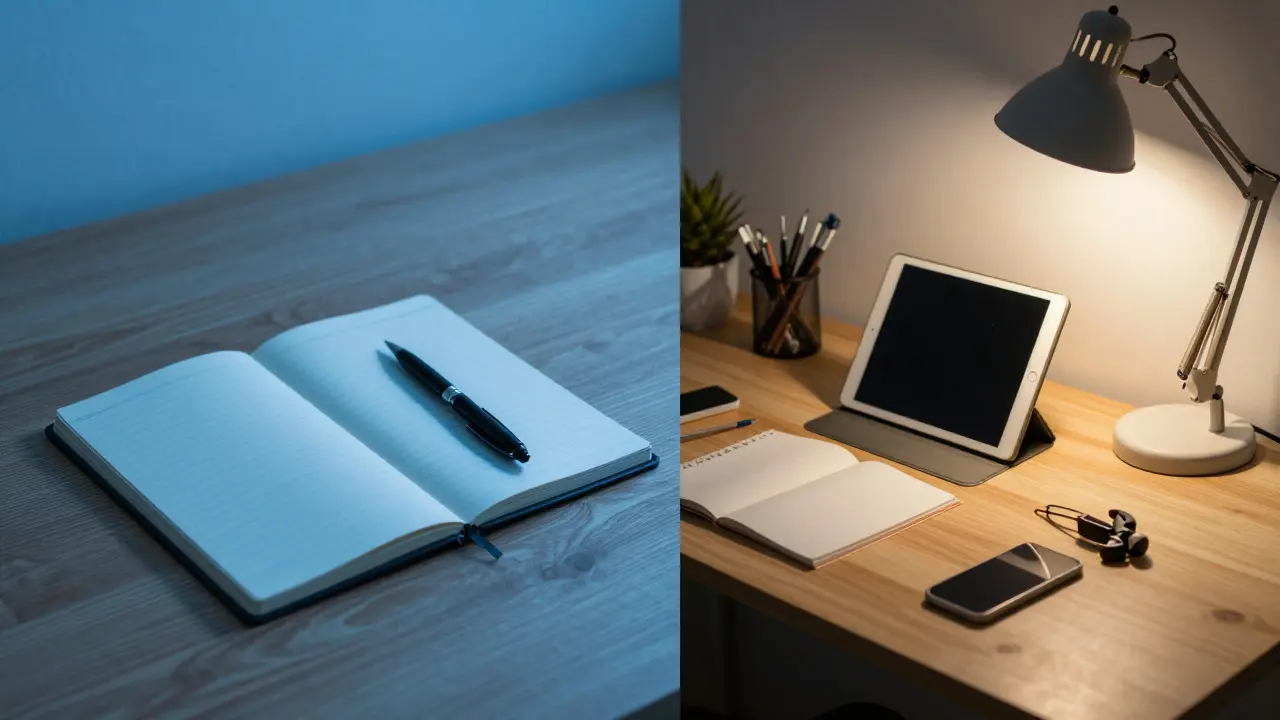 Srovnání minimalistického a funkčního uspořádání stolu