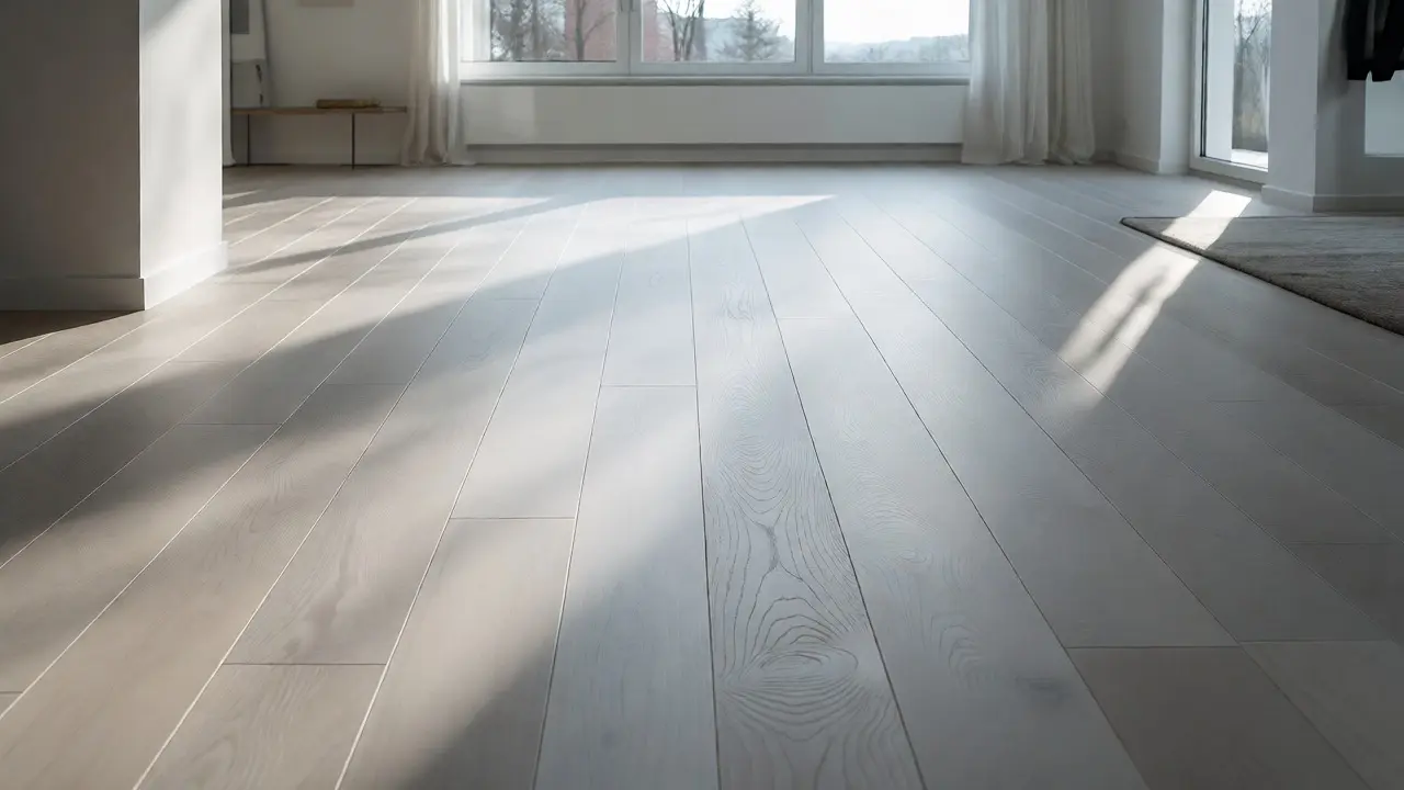Moderní obývací pokoj s třívrstvou podlahou a podlahovým vytápěním