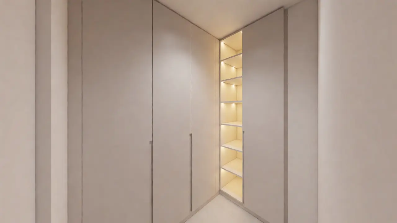 Vestavěná skříň až ke stropu s LED osvětlením