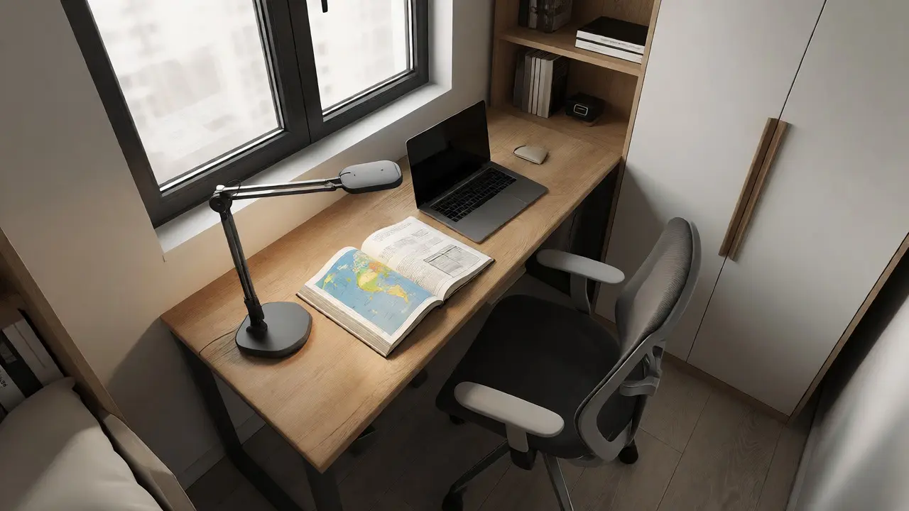 Ergonomický pracovní kout se stolkem a lampou